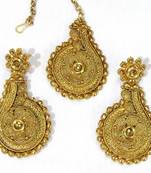 Gold cubic zirconia maang tikka