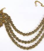 Gold cubic zirconia maang tikka