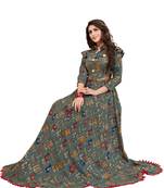 Grey printed rayon long kurti
