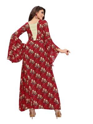 Red printed rayon kurti 2