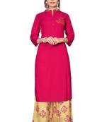 Pink embroidered rayon kurta sets