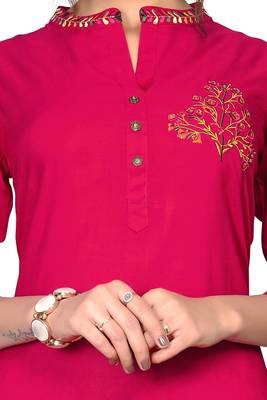 Pink embroidered rayon kurta sets 5