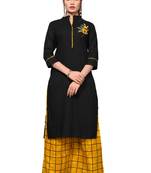 Black embroidered rayon kurta sets