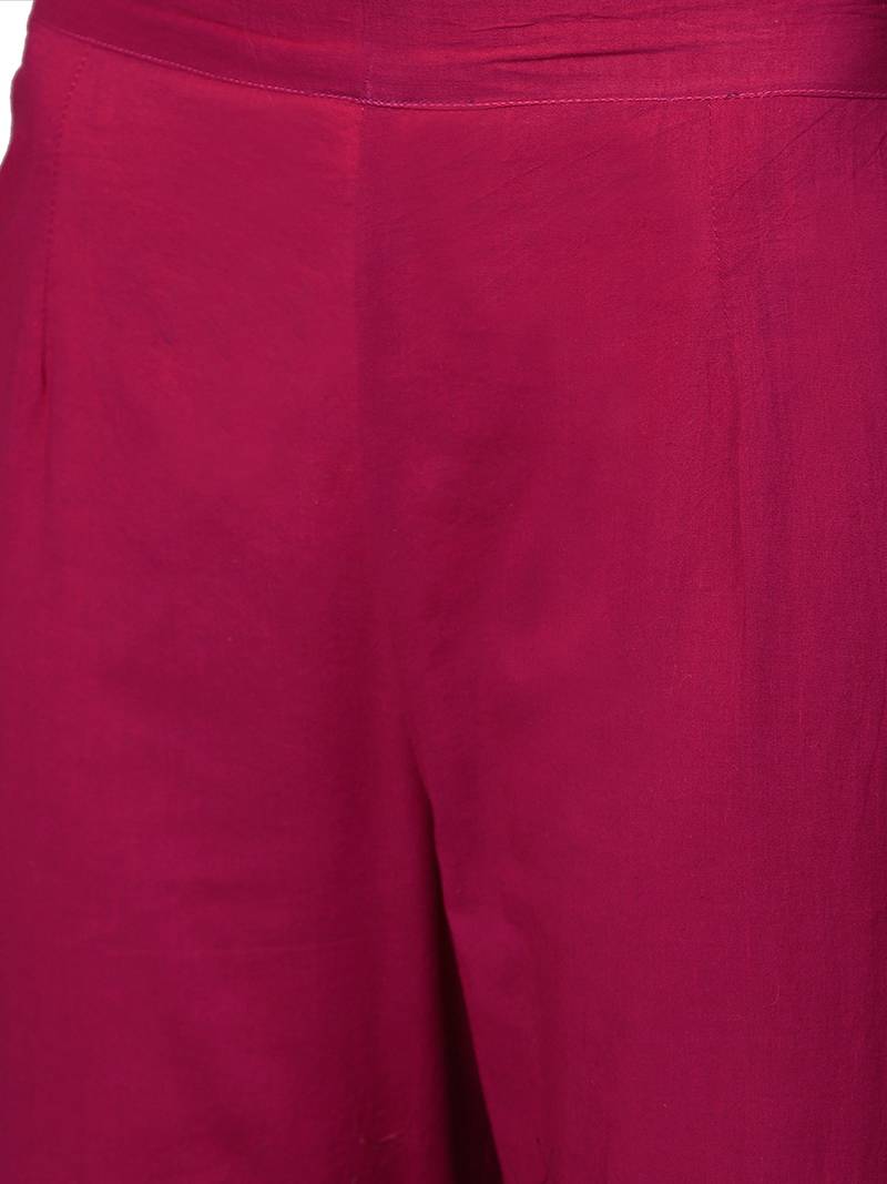 Pink Art Silk Self Design Kurta With Sharara And Dupatta