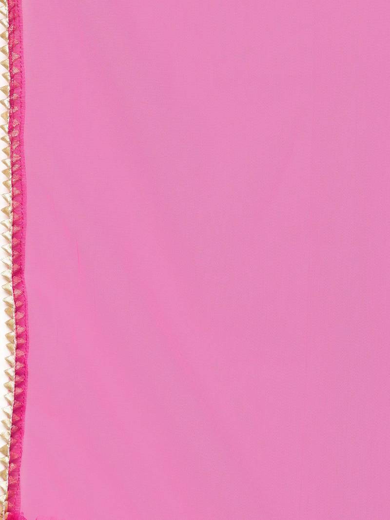 Pink Art Silk Self Design Kurta With Sharara And Dupatta