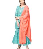 Sky Blue Chanderi Solid Kurta With Sharara And Dupatta