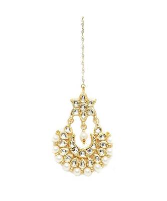 Gold Plated Kundan Maang Tikka For Women & Girls 1