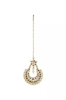 Gold Plated Kundan Maang Tikka For Women & Girls