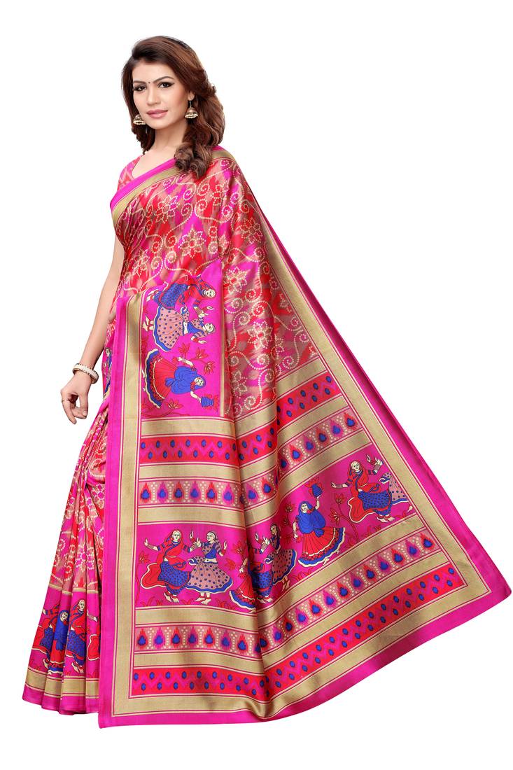 Women's Mysore Silk Pink Woven Design Designer Saree With Blouse Piece
