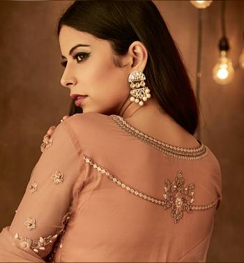 Apricot embroidered net salwar with dupatta 3