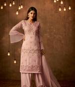 Pink embroidered net salwar with dupatta