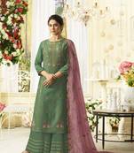Green Embroidered Silk Salwar With Dupatta