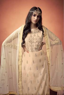 Salmon embroidered georgette salwar with dupatta 2