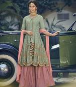 Light-green embroidered georgette salwar with dupatta