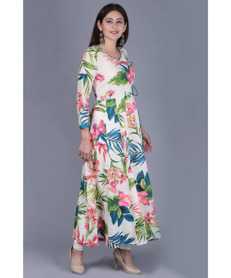 Floral Burst Angarakha Anarkali Kurti with Leggings