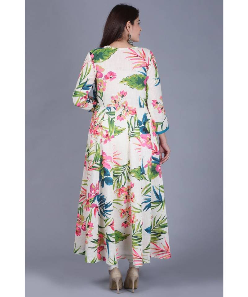 Floral Burst Angarakha Anarkali Kurti with Leggings