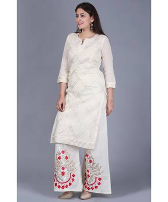 Ivory Treasure Gotta Kurti with Gotta Embroidered Palazzo 2