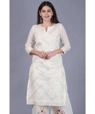 Ivory Treasure Gotta Kurti with Gotta Embroidered Palazzo 4