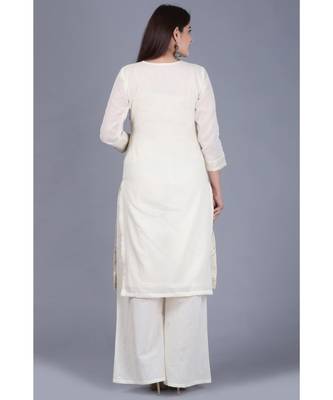 Ivory Treasure Gotta Kurti with Gotta Embroidered Palazzo and Red Mirror Stone Net Dupatta 5