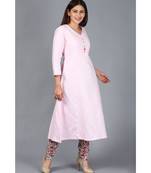 Blush Pink Kali Kurti with Printed Churidaar