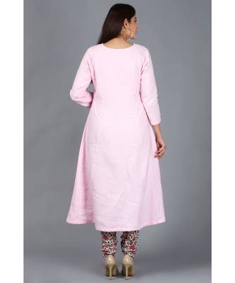 Blush Pink Kali Kurti with Printed Churidaar 5