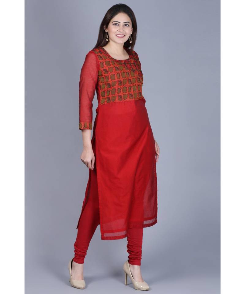 Maroon Balance Chanderi Kurti with Leggings