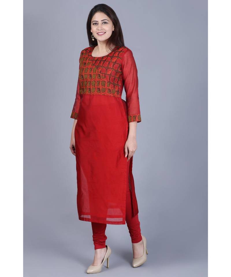 Maroon Balance Chanderi Kurti with Leggings
