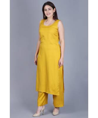 Mustard Fire Straight Rayon Kurti with Straight Palazzo 3