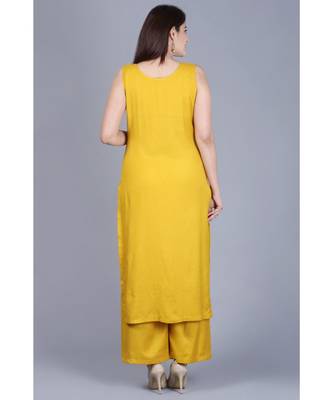 Mustard Fire Straight Rayon Kurti with Straight Palazzo 5