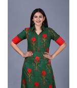 Bold Green Floral Floor Length Kurti