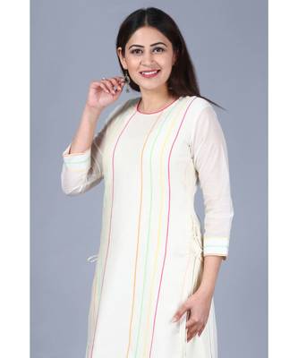 Off-White Freedom Double Layered Kurti with Straight Pants 1