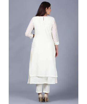 Off-White Freedom Double Layered Kurti with Straight Pants 5