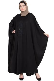 Black Embroidered Nida Abaya