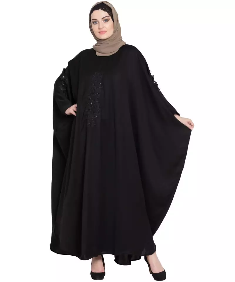 Black Embroidered Nida Abaya
