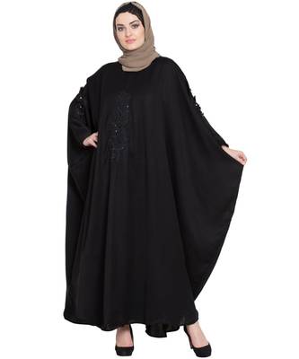 Black Embroidered Nida Abaya 1