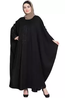 Black Embroidered Nida Abaya