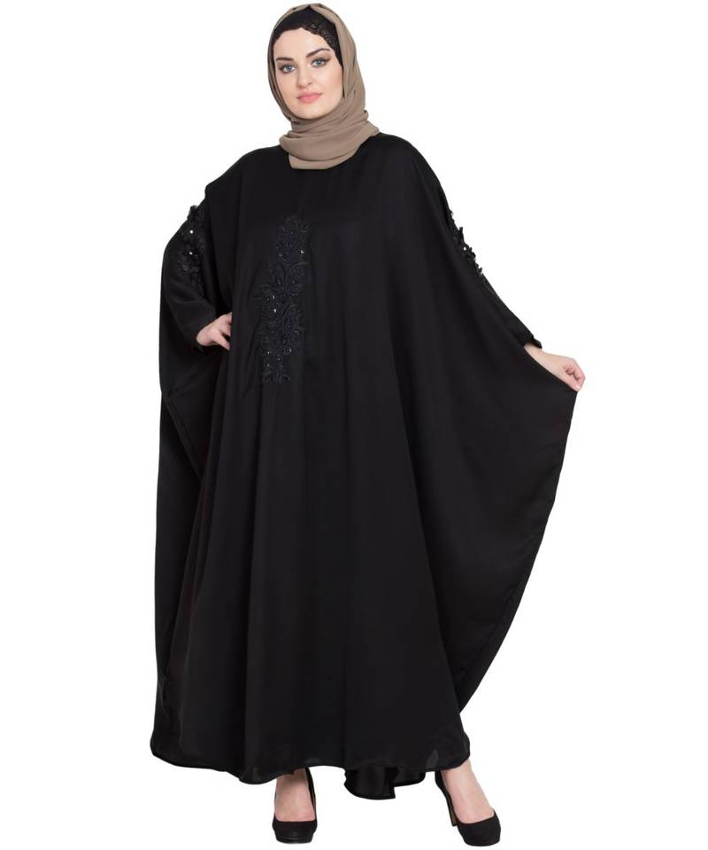 Black Embroidered Nida Abaya