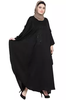 Black Embroidered Nida Abaya