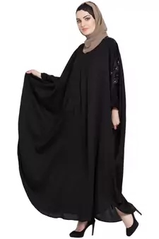 Black Embroidered Nida Abaya