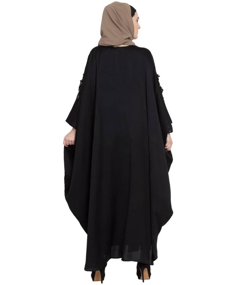 Black Embroidered Nida Abaya