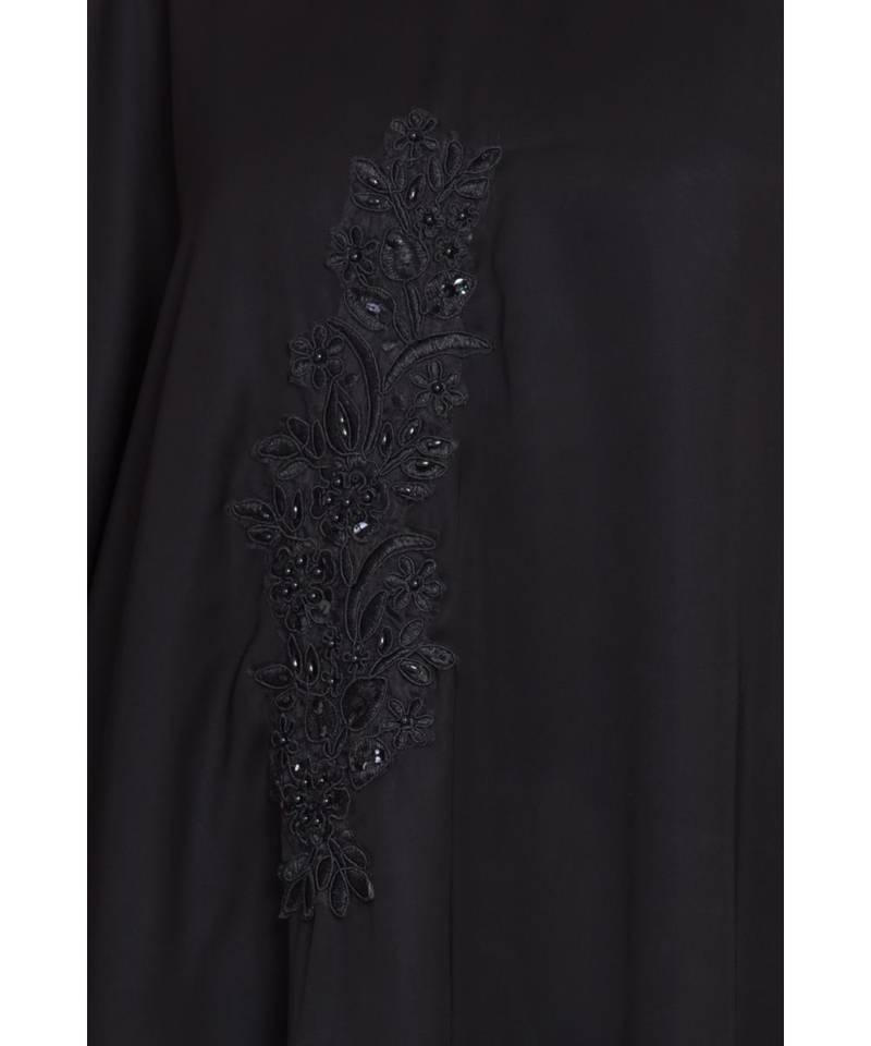 Black Embroidered Nida Abaya
