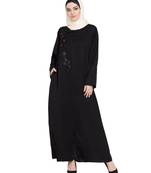 Black Embroidered Nida Abaya