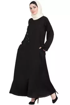 Black Embroidered Nida Abaya