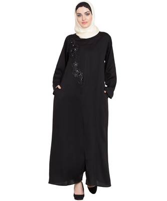 Black Embroidered Nida Abaya 4