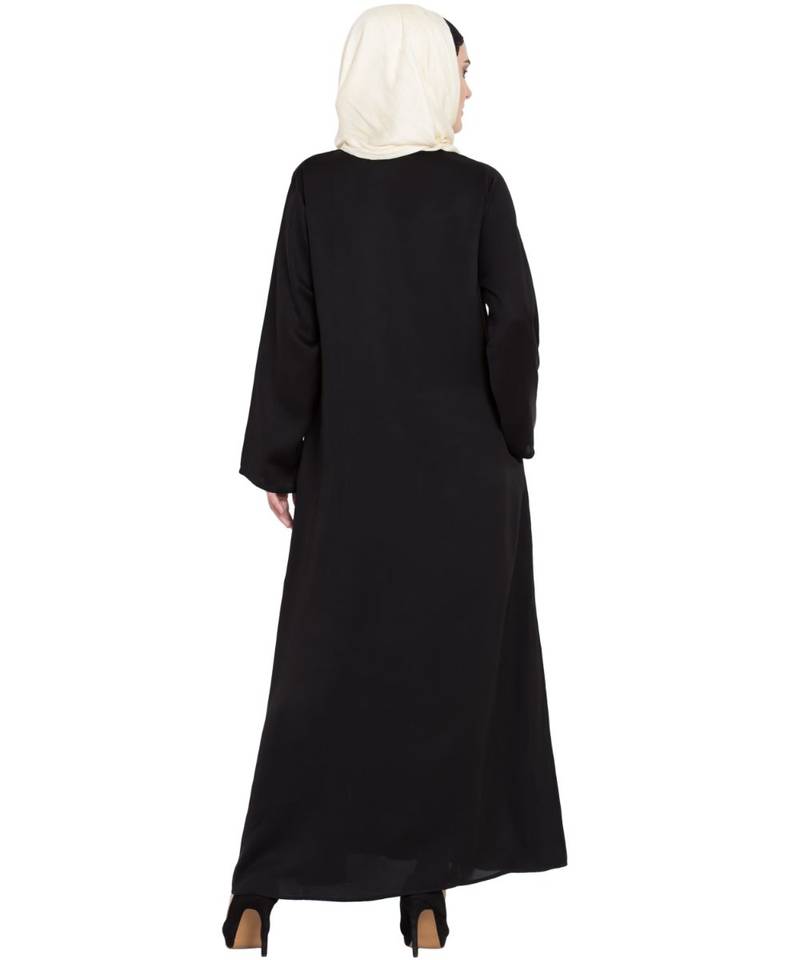 Black Embroidered Nida Abaya