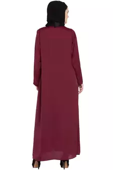 Maroon Embroidered Nida Abaya