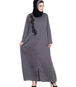 Grey Embroidered Nida Abaya