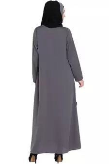 Grey Embroidered Nida Abaya