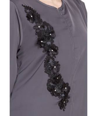 Grey Embroidered Nida Abaya 5