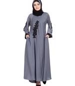 Grey Embroidered Nida Abaya